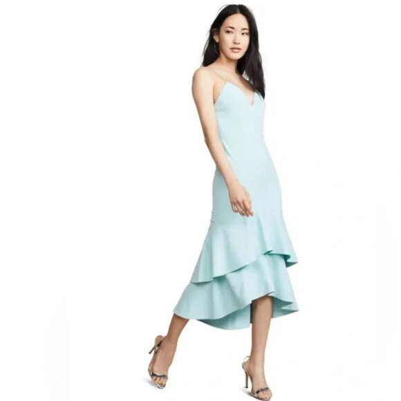Alice + Olivia Amina Plunging Sweetheart Spaghetti-strap Midi Dress. Blue. Sz 2 - Picture 4 of 12